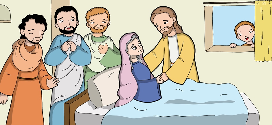 Jesús sana a la suegra de Simón Pedro y a otros enfermos